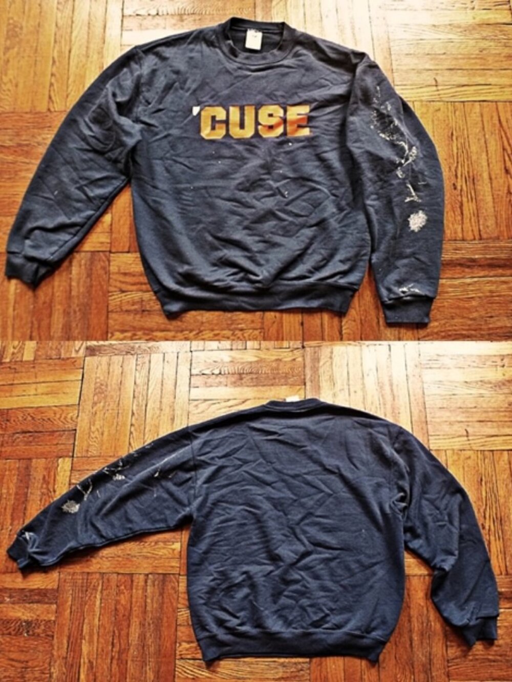 Vintage Syracuse 'CUSE Navy Crew Neck Pullover Sweatshirt - Reworked